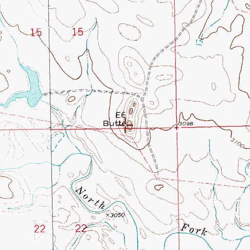 Topographic Map of E Six Butte, SD