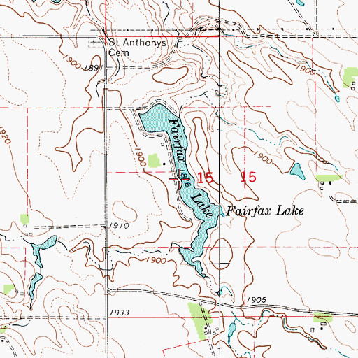 Topographic Map of Fairfax Lake, SD