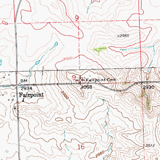 Topographic Map of Fairpoint Cemetery, SD