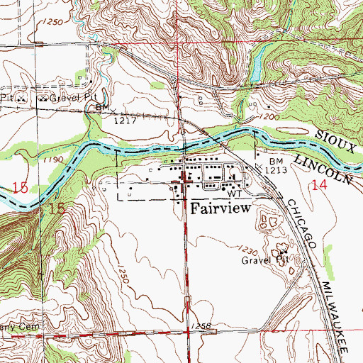 Topographic Map of Fairview, SD