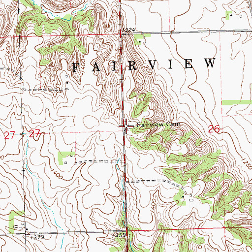 Topographic Map of Fairview Cemetery, SD