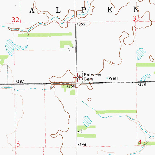Topographic Map of Fairview Cemetery, SD