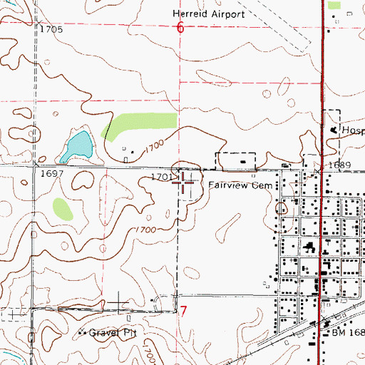 Topographic Map of Fairview Cemetery, SD