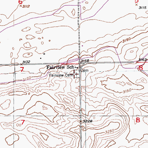 Topographic Map of Fairview Cemetery, SD