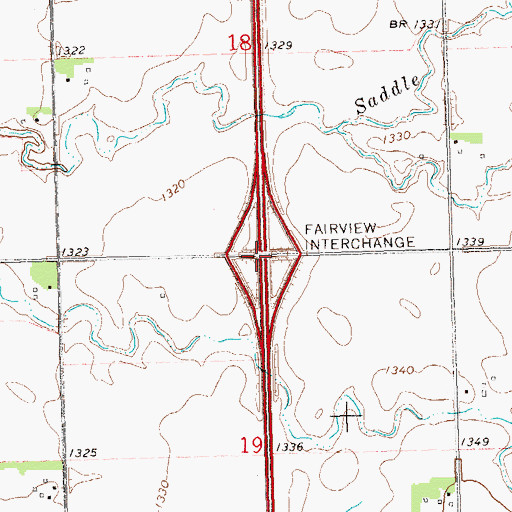 Topographic Map of Fairview Interchange, SD