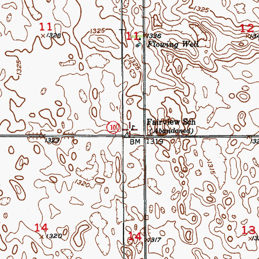 Topographic Map of Fairview School, SD