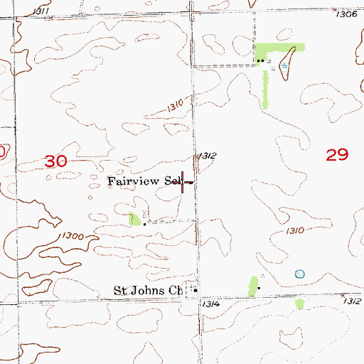 Topographic Map of Fairview School, SD