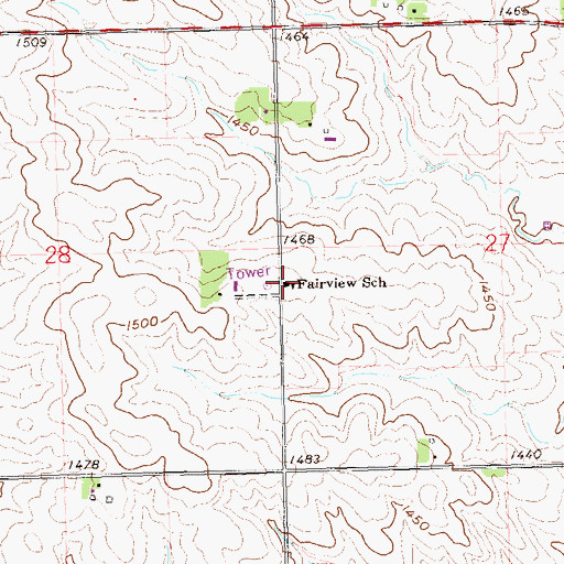 Topographic Map of Fairview School, SD
