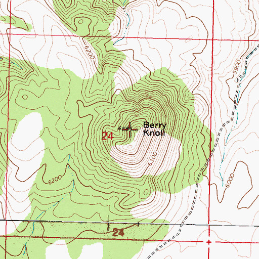 Topographic Map of Berry Knoll, AZ
