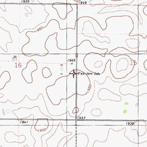 Topographic Map of Fairview School, SD