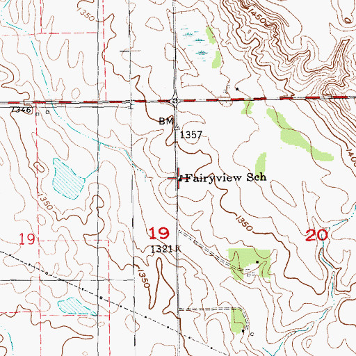 Topographic Map of Fairyview School, SD