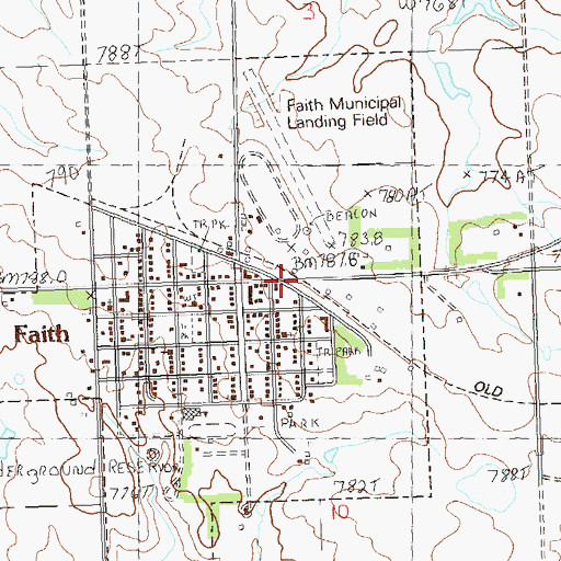 Topographic Map of Faith, SD