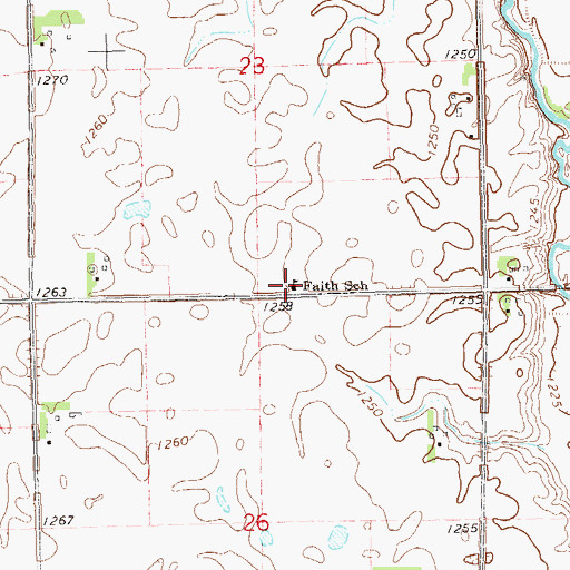 Topographic Map of Faith School, SD