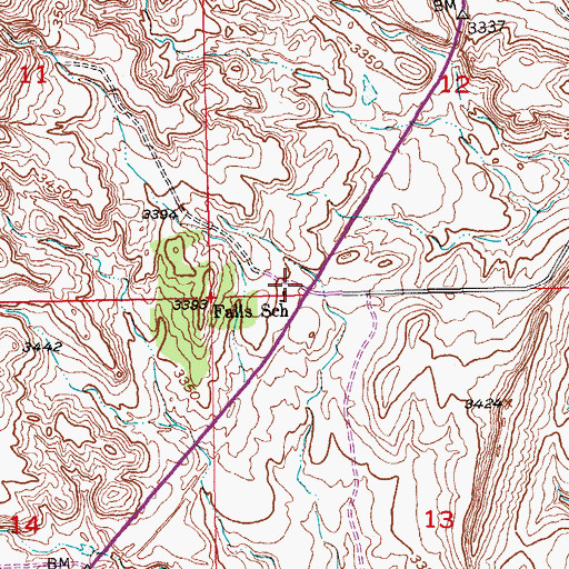 Topographic Map of Falls School, SD