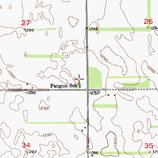 Topographic Map of Fangon School, SD
