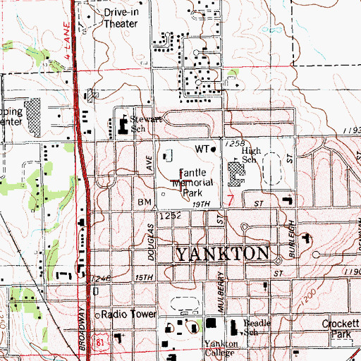 Topographic Map of Fantle Memorial Park, SD