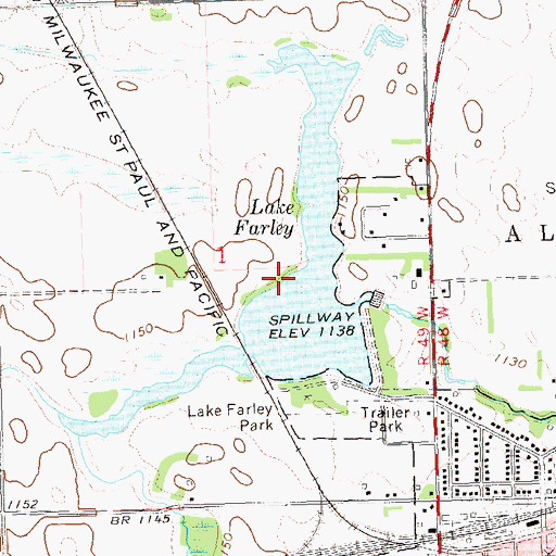 Topographic Map of Lake Farley, SD