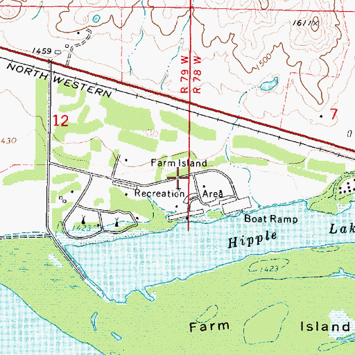 Topographic Map of Farm Island Recreation Area, SD