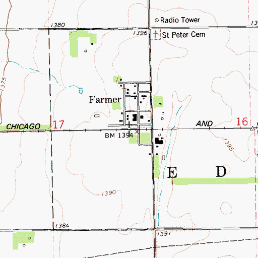 Topographic Map of Farmer, SD