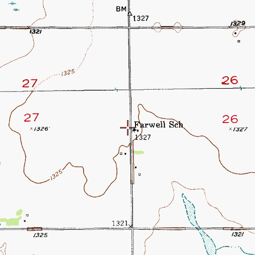 Topographic Map of Farwell School, SD