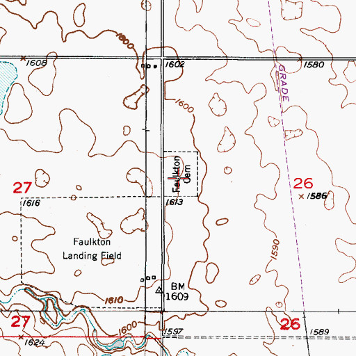 Topographic Map of Faulkton Cemetery, SD