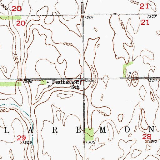 Topographic Map of Featherhoff School, SD