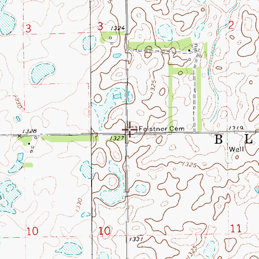 Topographic Map of Feistner Cemetery, SD