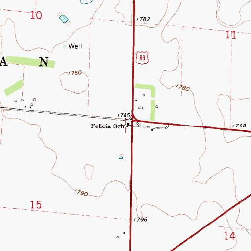 Topographic Map of Felicia School, SD
