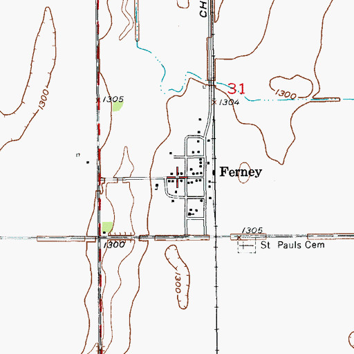 Topographic Map of Ferney, SD