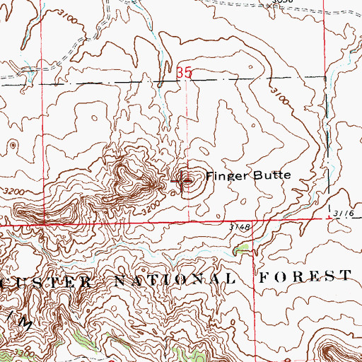 Topographic Map of Finger Butte, SD