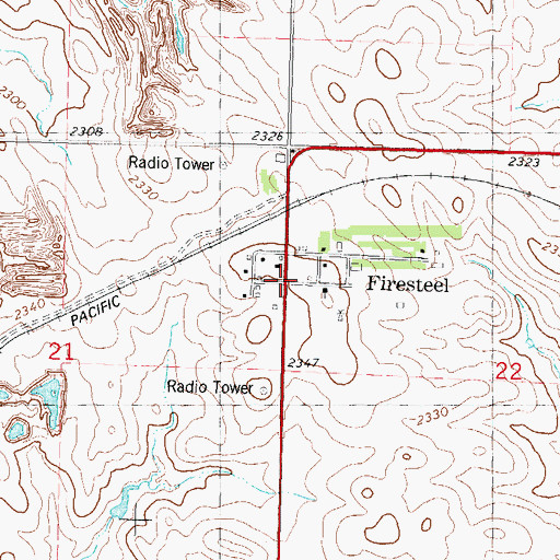 Topographic Map of Firesteel, SD