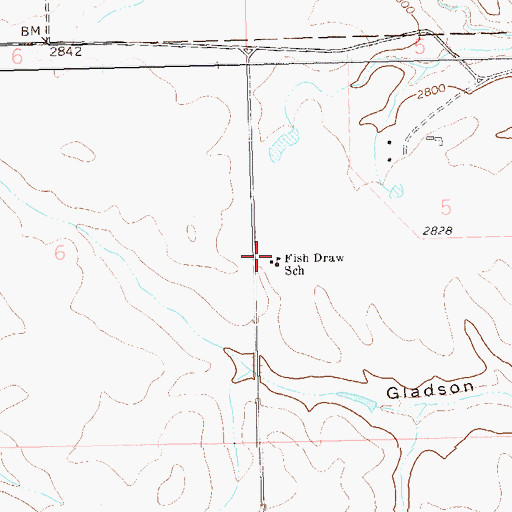 Topographic Map of Fish Draw School, SD