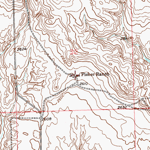 Topographic Map of Fisher Ranch, SD