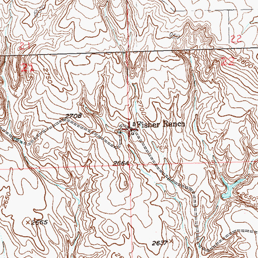 Topographic Map of Fisher Ranch, SD