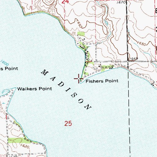 Topographic Map of Fishers Point, SD