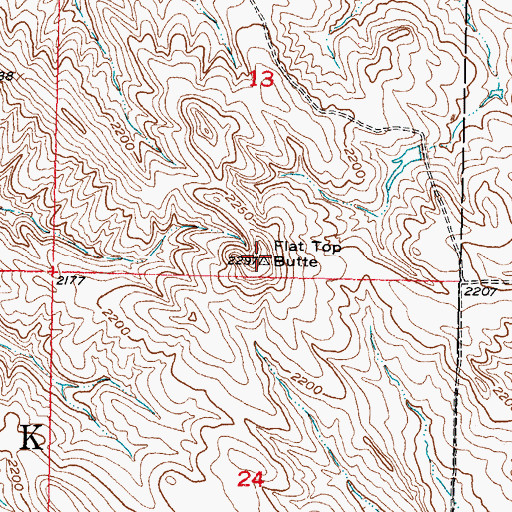 Topographic Map of Flat Top Butte, SD