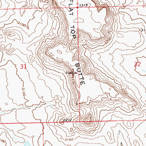 Topographic Map of Flat Top Butte, SD