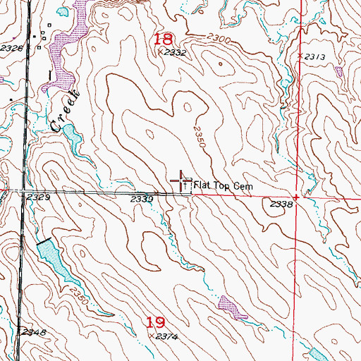 Topographic Map of Flat Top Cemetery, SD