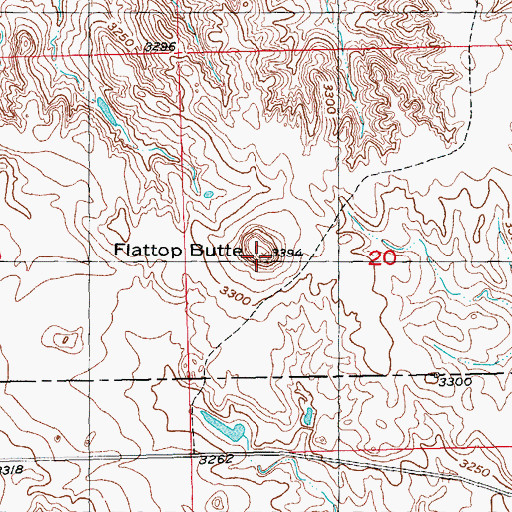 Topographic Map of Flattop Butte, SD