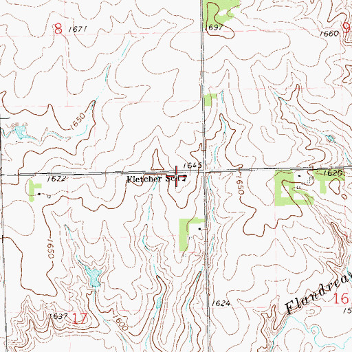 Topographic Map of Fletcher School, SD