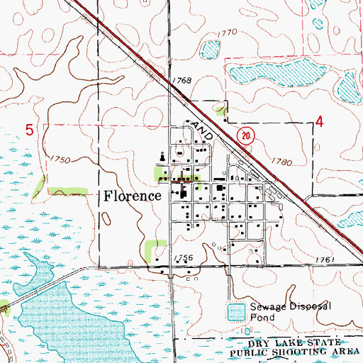 Topographic Map of Florence, SD