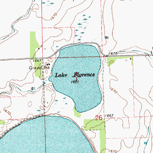 Topographic Map of Lake Florence, SD