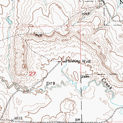 Topographic Map of Flowing Well, SD
