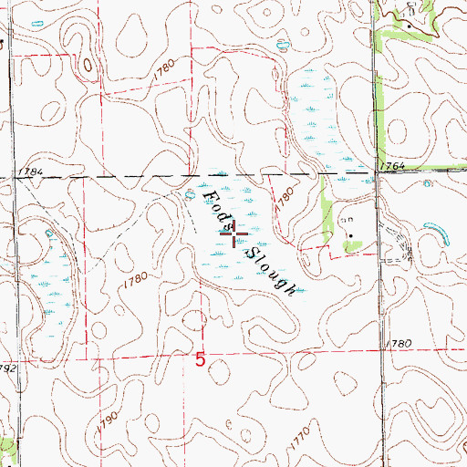 Topographic Map of Fods Slough, SD