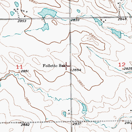 Topographic Map of Follette School, SD