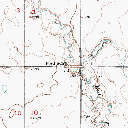 Topographic Map of Ford School, SD