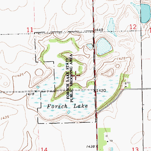 Topographic Map of Forsch Lake State Public Shooting Area, SD