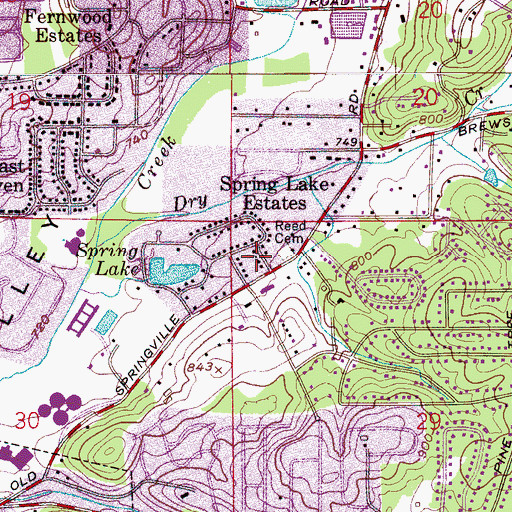 Topographic Map of Reed Cemetery, AL