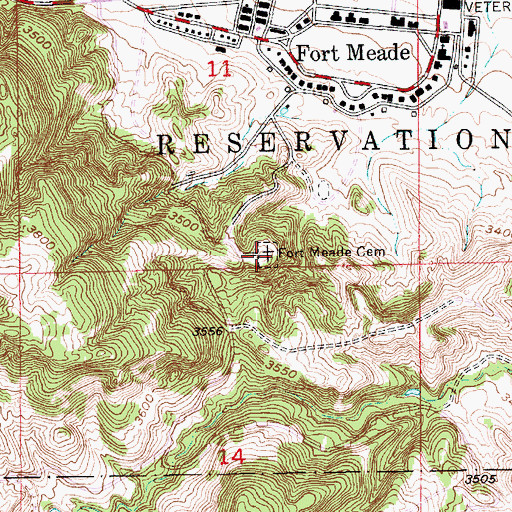 Topographic Map of Fort Meade National Cemetery, SD