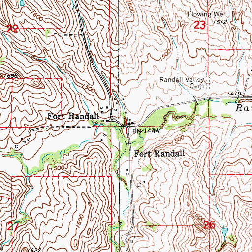 Topographic Map of Fort Randall, SD